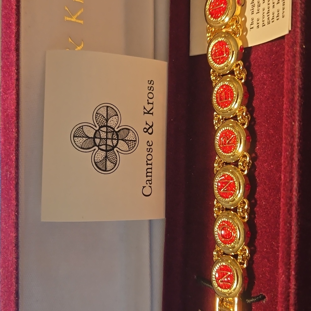 Vintage Camrose & Kross JBK Castellani Red Wedding Bracelet 8.25"